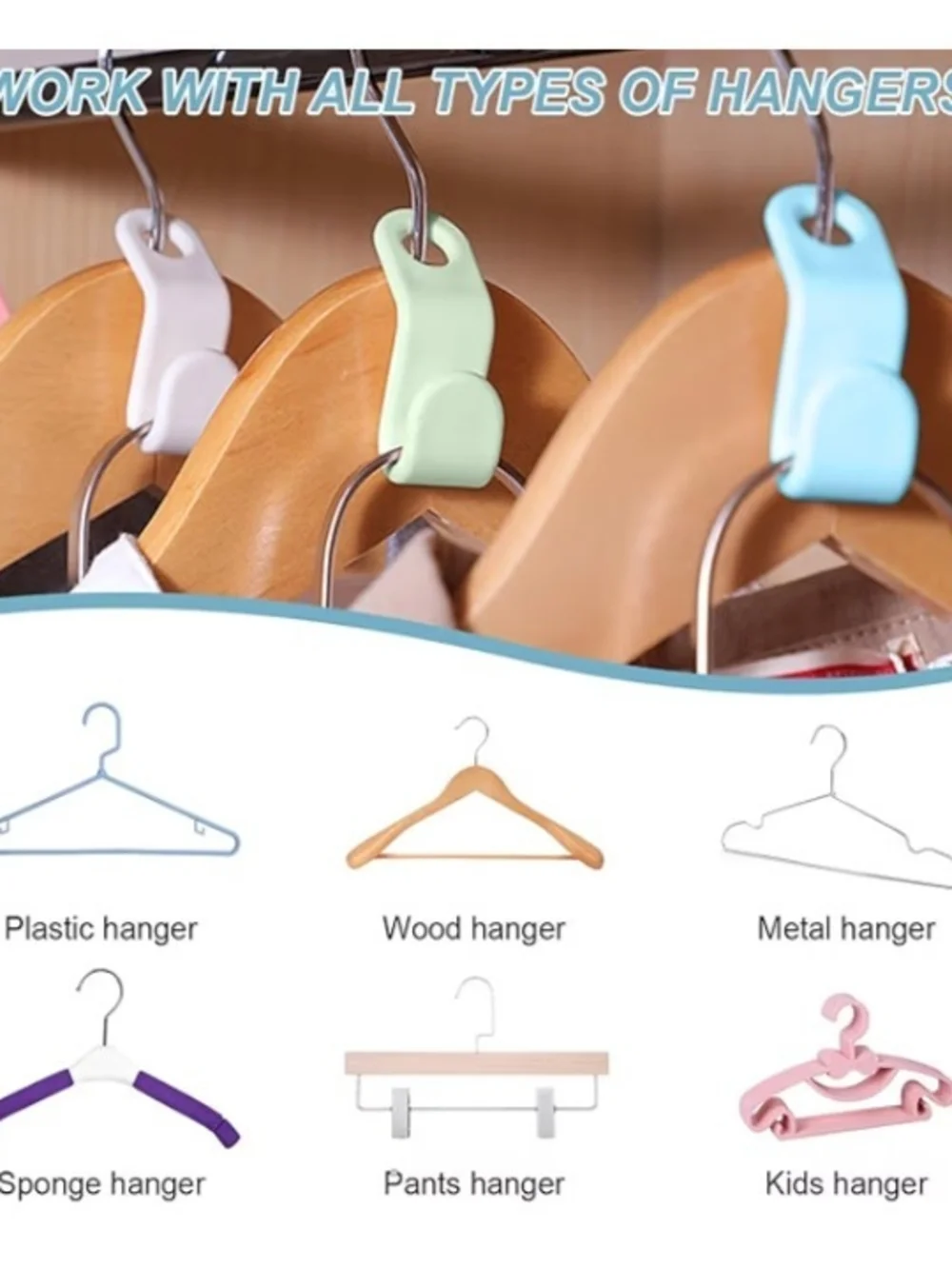50 PCS Space Saving Hanger - Clothes Connector Hooks, Stacking Space Saver